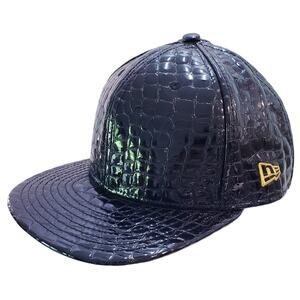 JEREMY SCOTT X NEW ERA 9 FIFTY Leather Baseball Cap Snapback Hat in Black